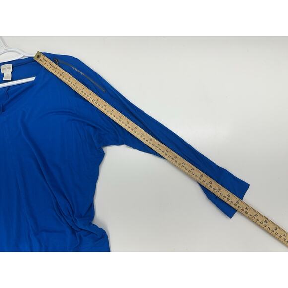 Chicos Womens Shirt Size 2 (Medium) Blue Long Sleeve Zipper Shoulder - Picture 9 of 11